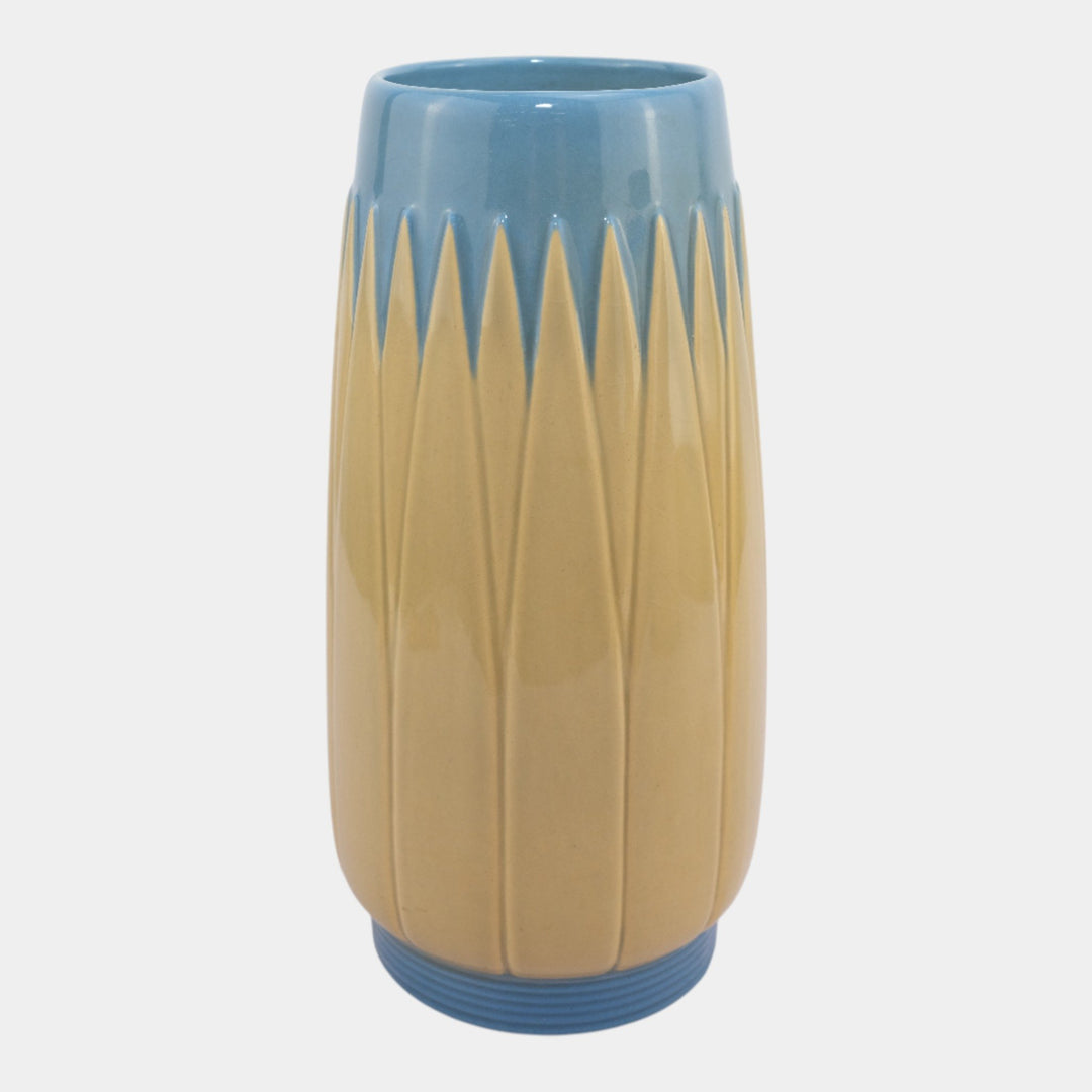 Roseville Lotus Blue 1952 Mid Century Modern Pottery Vase L3-10 - Just Art Pottery