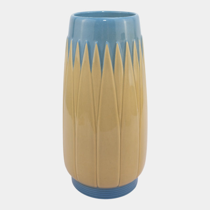 Roseville Lotus Blue 1952 Mid Century Modern Pottery Vase L3-10 - Just Art Pottery