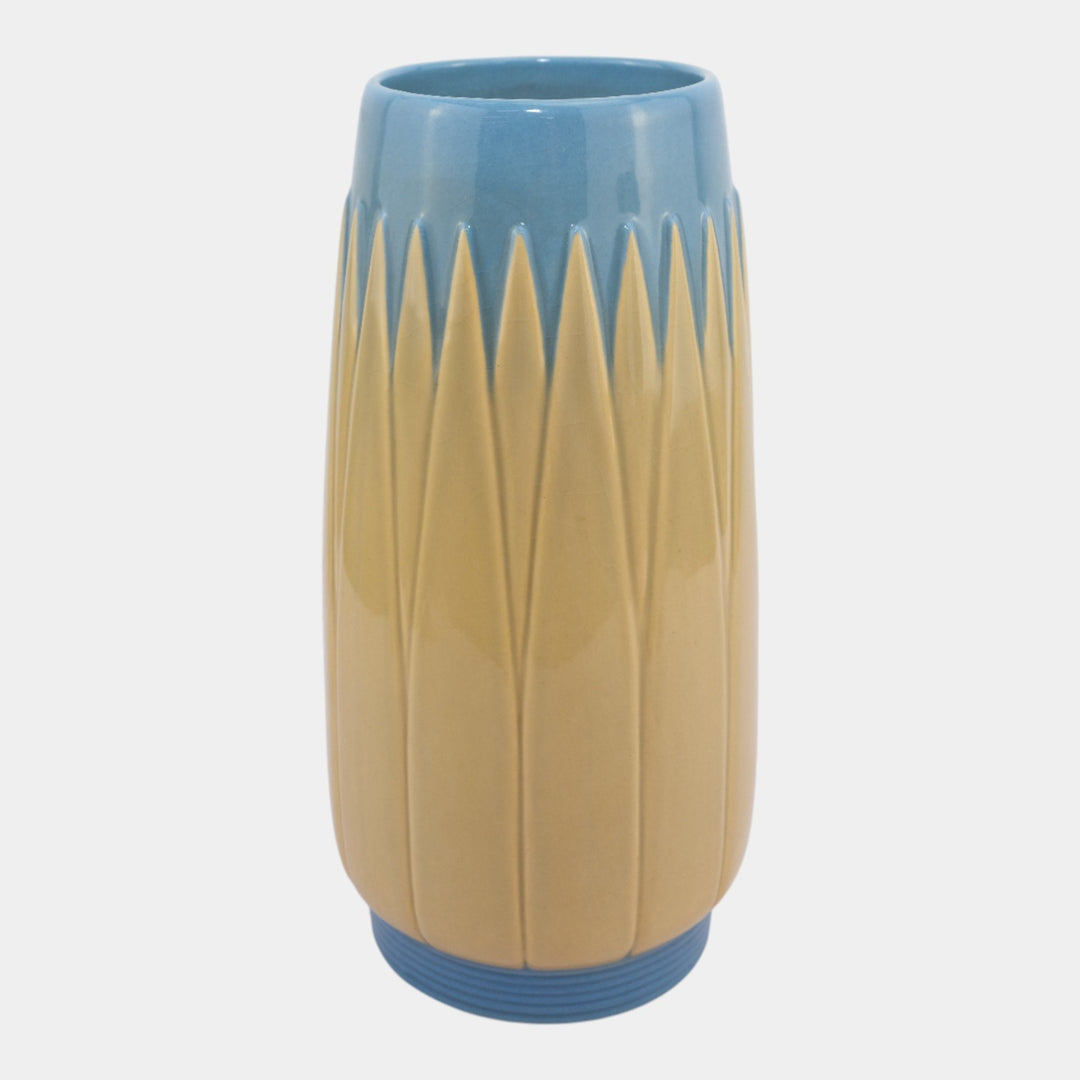 Roseville Lotus Blue 1952 Mid Century Modern Pottery Vase L3-10 - Just Art Pottery