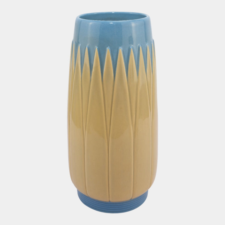 Roseville Lotus Blue 1952 Mid Century Modern Pottery Vase L3-10 - Just Art Pottery