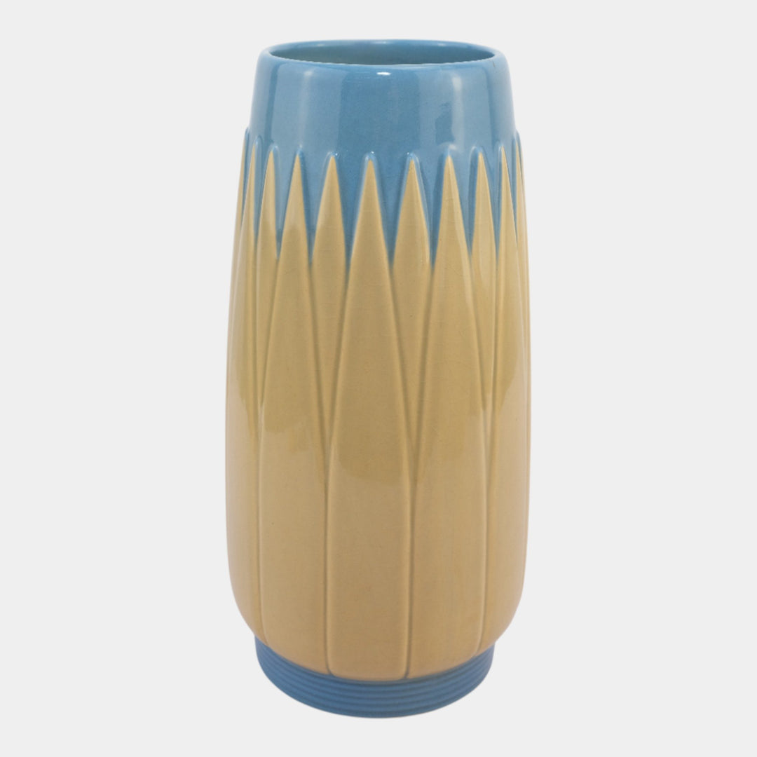Roseville Lotus Blue 1952 Mid Century Modern Pottery Vase L3-10 - Just Art Pottery
