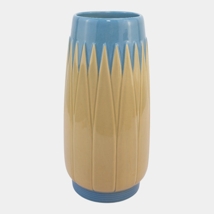 Roseville Lotus Blue 1952 Mid Century Modern Pottery Vase L3-10 - Just Art Pottery