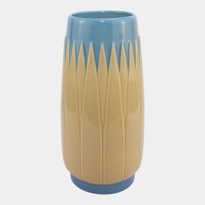 Roseville Lotus Blue 1952 Mid Century Modern Pottery Vase L3-10 - Just Art Pottery