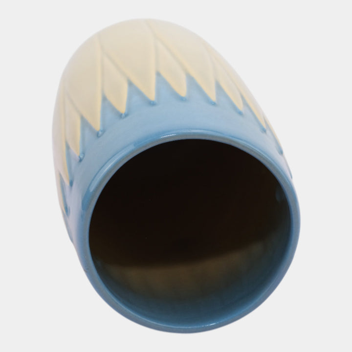 Roseville Lotus Blue 1952 Mid Century Modern Pottery Vase L3-10 - Just Art Pottery
