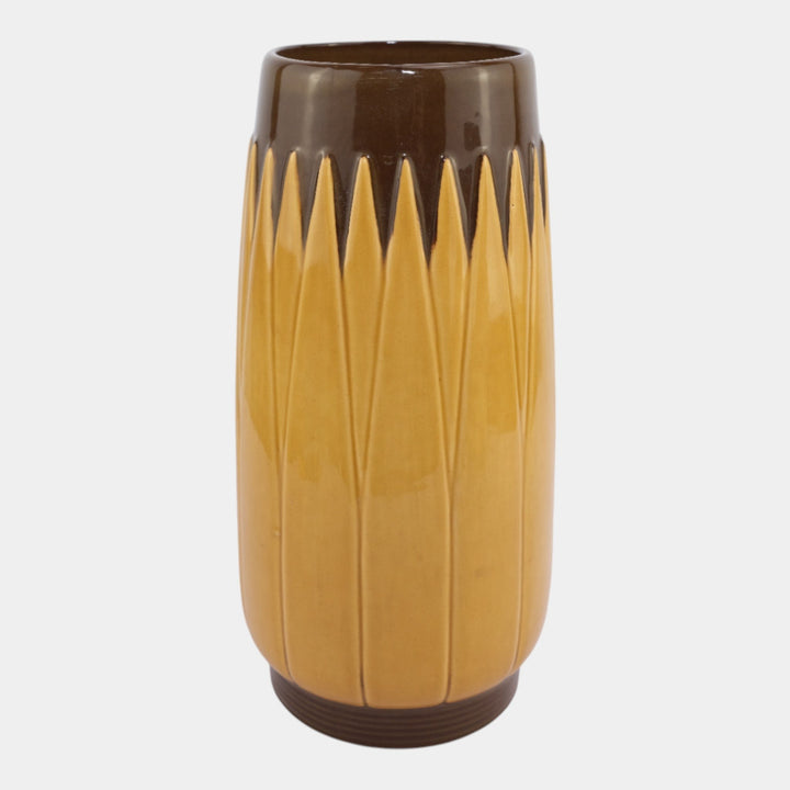 Roseville Lotus Brown 1952 Mid Century Modern Pottery Vase L3-10 - Just Art Pottery