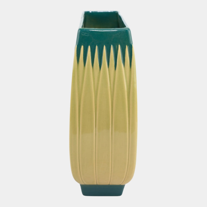 Roseville Lotus Green 1952 Vintage Mid Century Modern Pottery Pillow Vase L4-10 - Just Art Pottery