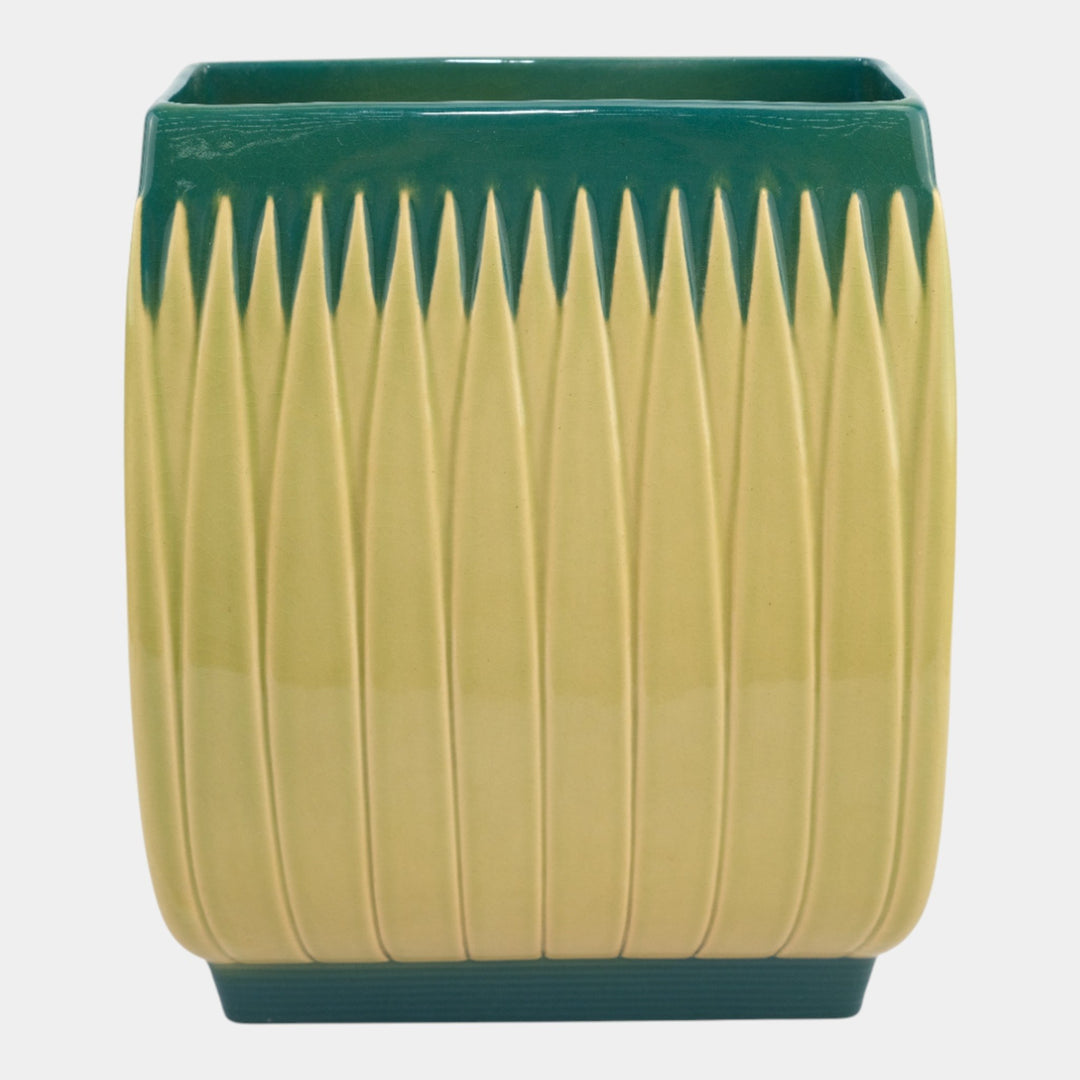 Roseville Lotus Green 1952 Vintage Mid Century Modern Pottery Pillow Vase L4-10 - Just Art Pottery
