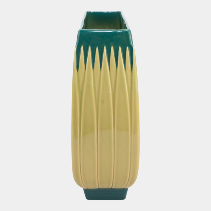Roseville Lotus Green 1952 Vintage Mid Century Modern Pottery Pillow Vase L4-10 - Just Art Pottery