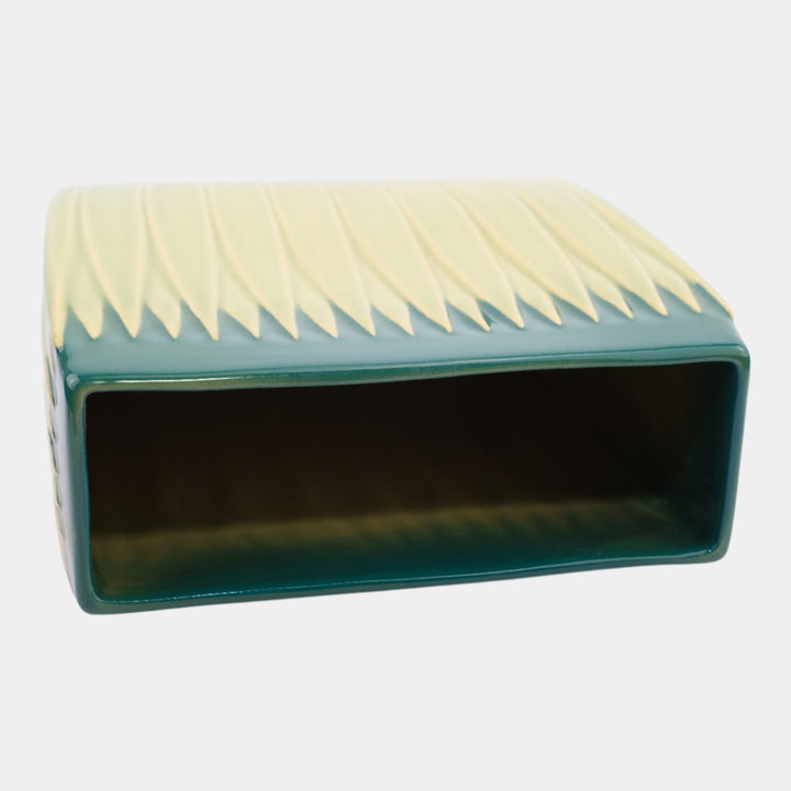 Roseville Lotus Green 1952 Vintage Mid Century Modern Pottery Pillow Vase L4-10