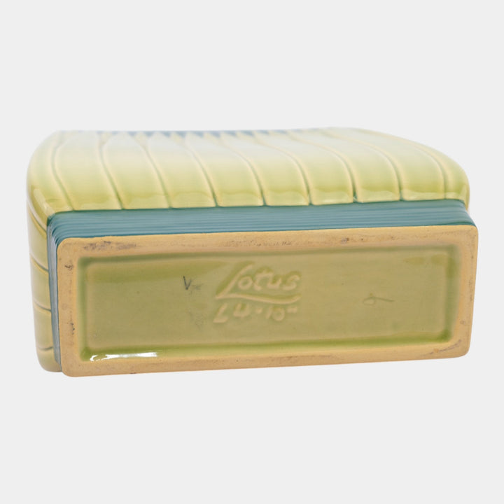 Roseville Lotus Green 1952 Vintage Mid Century Modern Pottery Pillow Vase L4-10