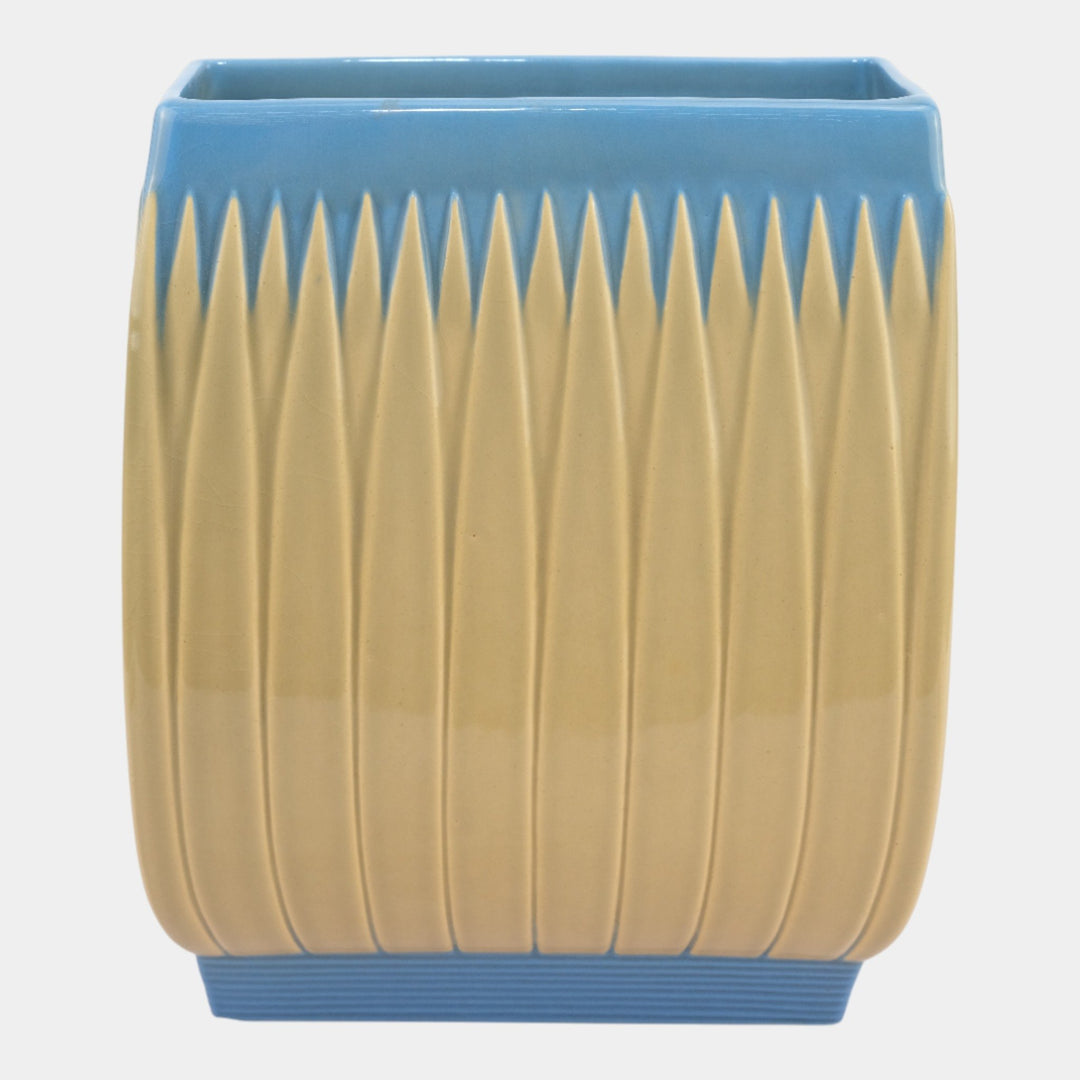 Roseville Lotus Blue 1952 Vintage Mid Century Modern Pottery Pillow Vase L4-10 - Just Art Pottery