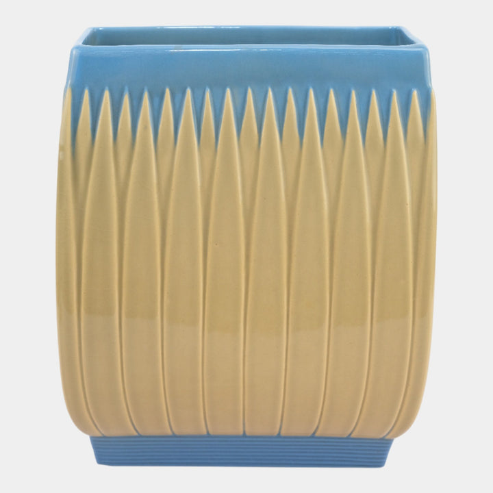 Roseville Lotus Blue 1952 Vintage Mid Century Modern Pottery Pillow Vase L4-10 - Just Art Pottery