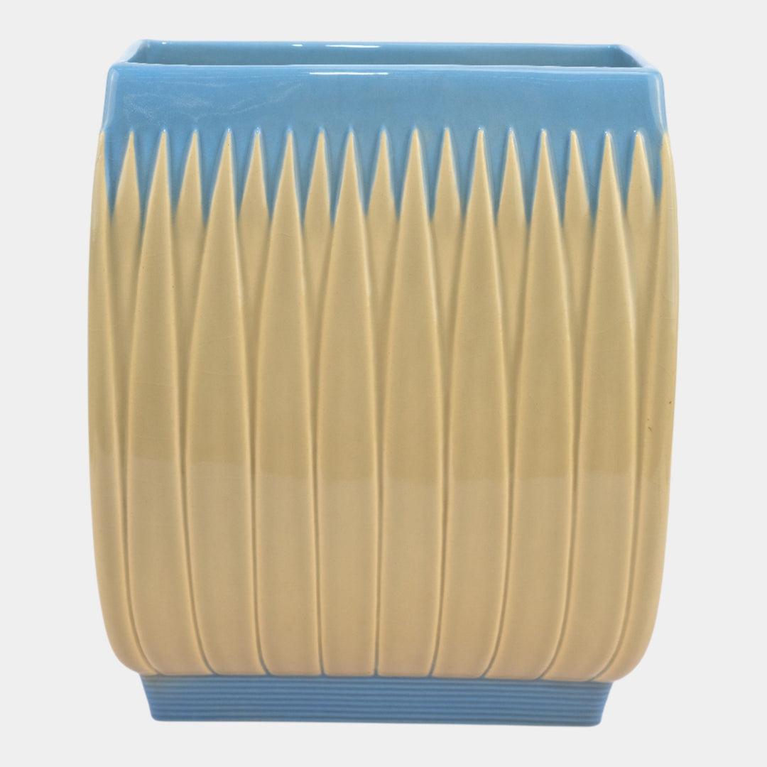 Roseville Lotus Blue 1952 Vintage Mid Century Modern Pottery Pillow Vase L4-10 - Just Art Pottery