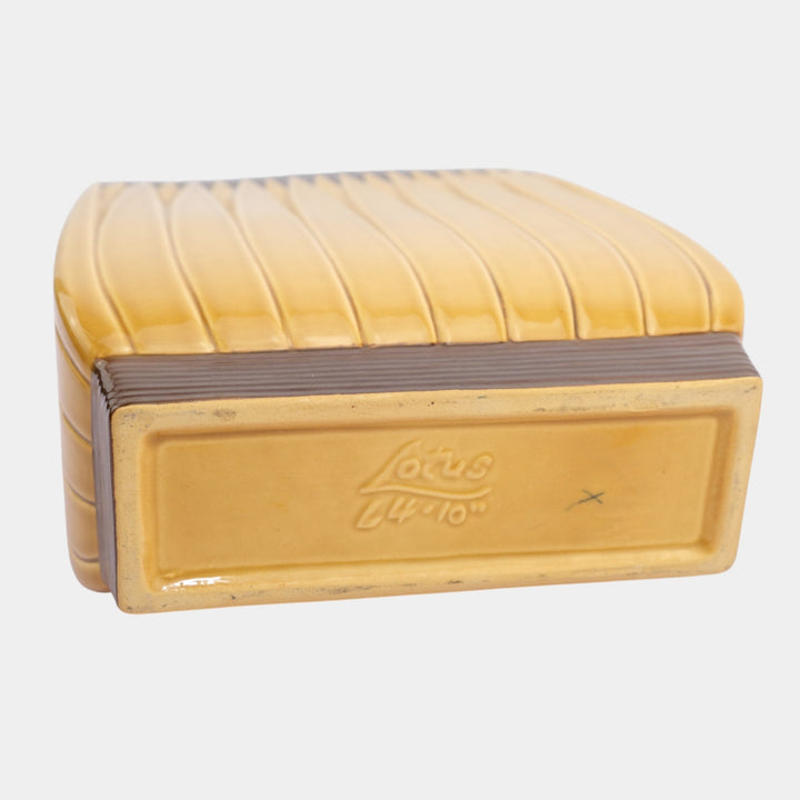 Roseville Lotus Brown 1952 Vintage Mid Century Modern Pottery Pillow Vase L4-10