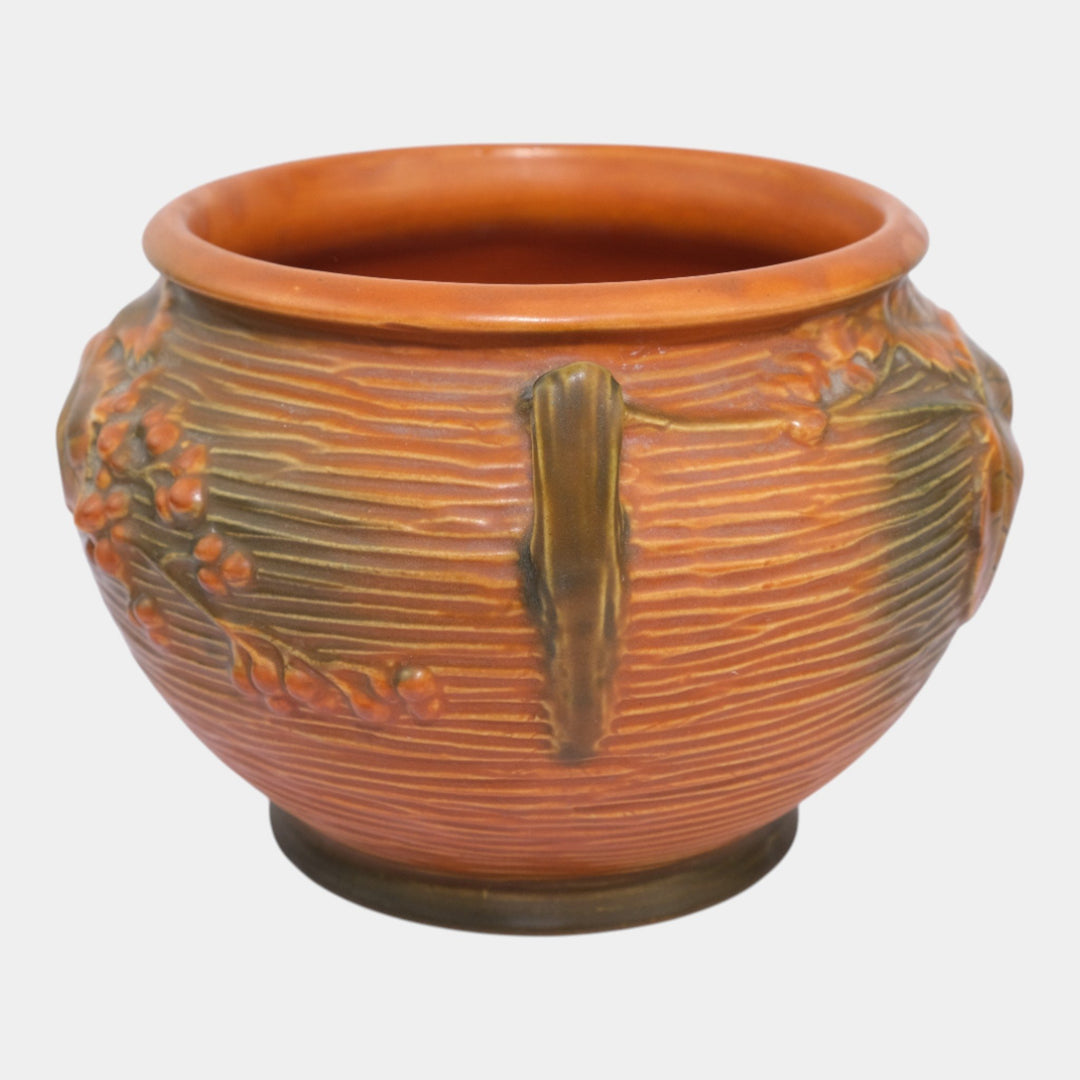 Roseville Bushberry Brown Vintage Art Pottery Ceramic Jardiniere Planter 657-6 - Just Art Pottery