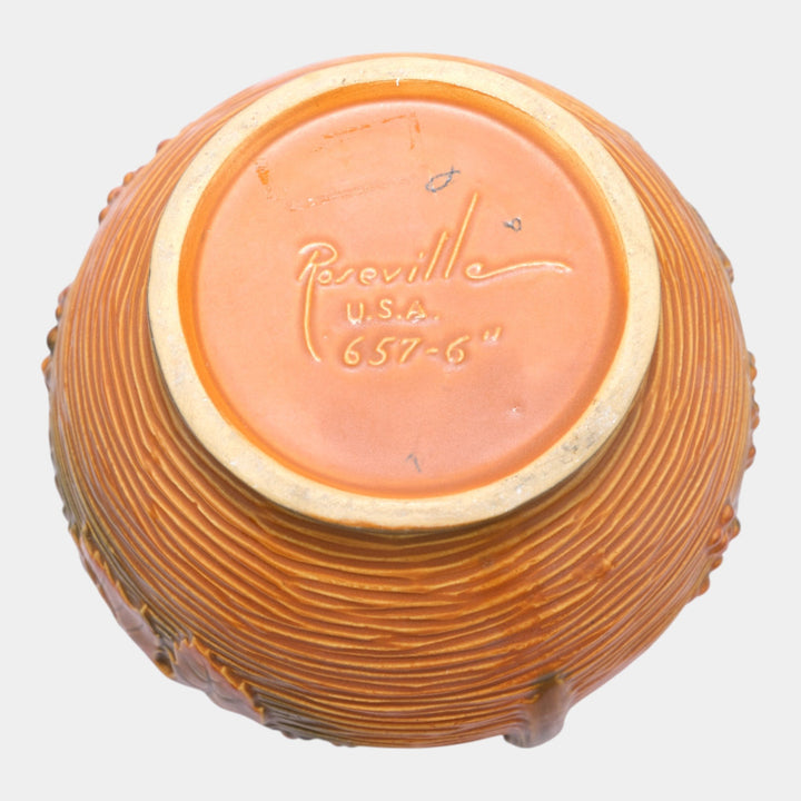 Roseville Bushberry Brown Vintage Art Pottery Ceramic Jardiniere Planter 657-6 - Just Art Pottery