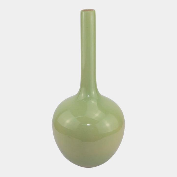 Gonder Imperial Line Celadon Green Mid Century Modern Long Neck Floor Vase 531 - Just Art Pottery