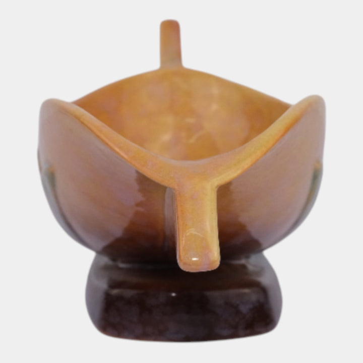 Roseville Wincraft Orange 1948 Mid Century Modern Pottery Console Bowl 227-10 - Just Art Pottery