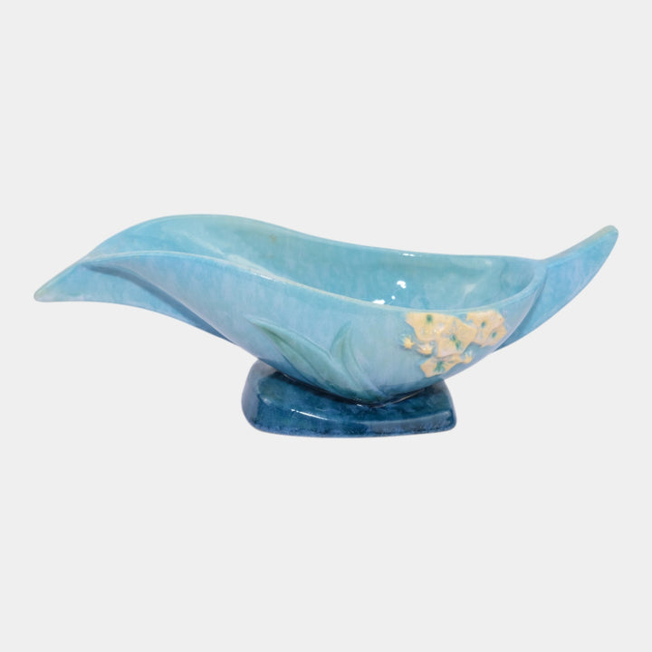 Roseville Wincraft Blue 1948 Mid Century Modern Pottery Console Bowl 227-10 - Just Art Pottery