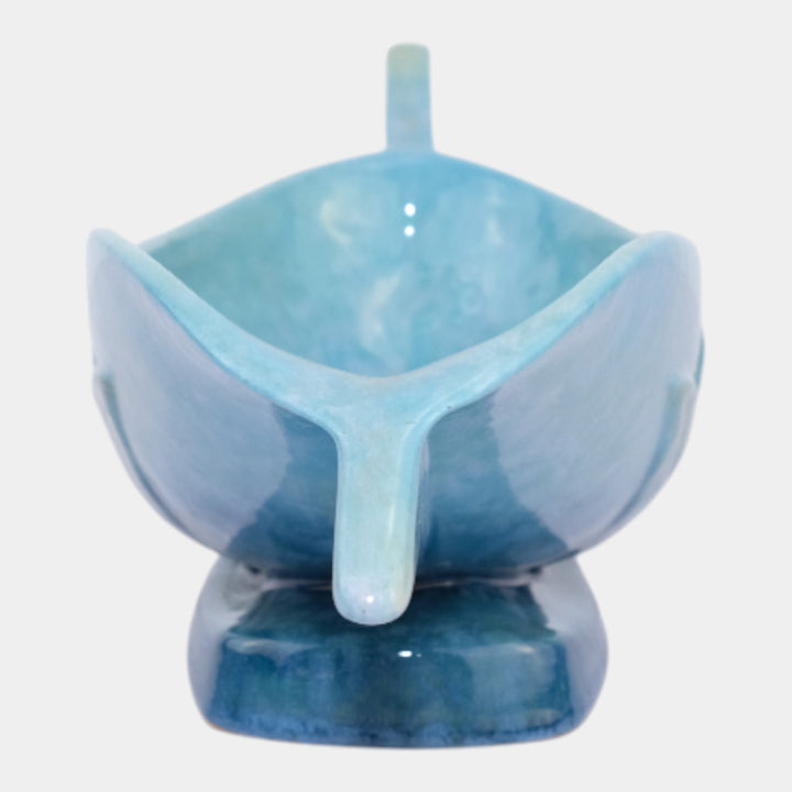 Roseville Wincraft Blue 1948 Mid Century Modern Pottery Console Bowl 227-10 - Just Art Pottery