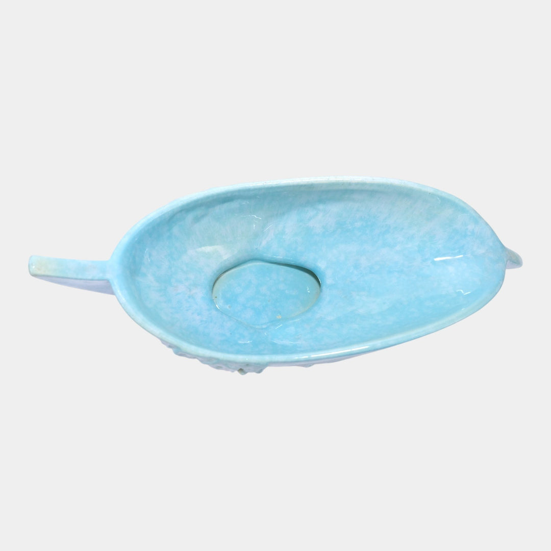 Roseville Wincraft Blue 1948 Mid Century Modern Pottery Console Bowl 227-10 - Just Art Pottery