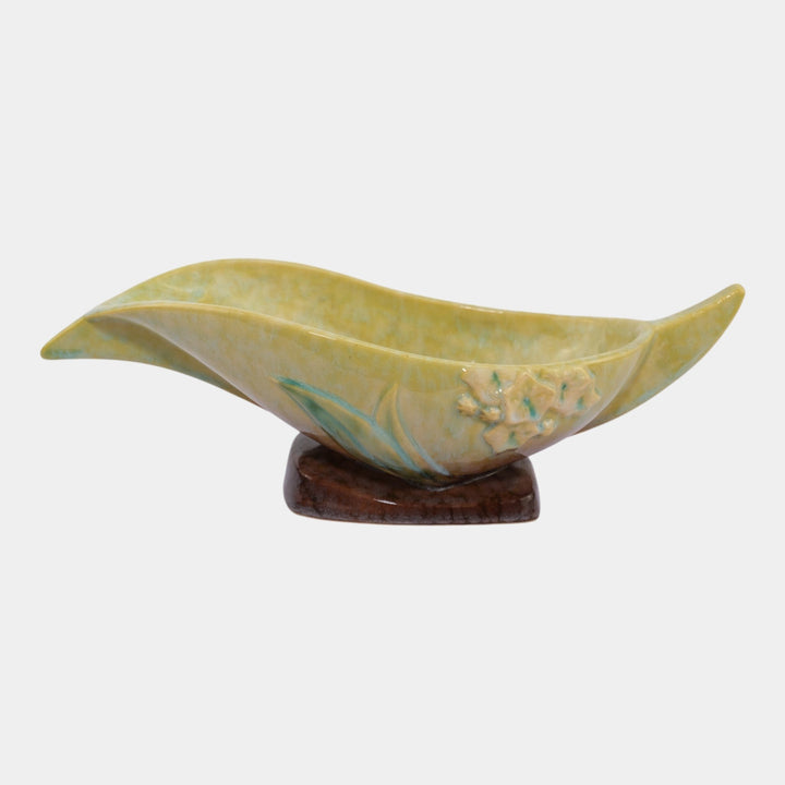 Roseville Wincraft Green 1948 Mid Century Modern Pottery Console Bowl 227-10 - Just Art Pottery