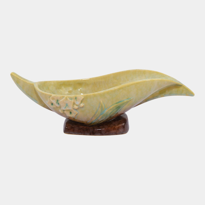 Roseville Wincraft Green 1948 Mid Century Modern Pottery Console Bowl 227-10 - Just Art Pottery