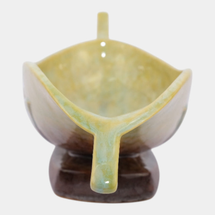 Roseville Wincraft Green 1948 Mid Century Modern Pottery Console Bowl 227-10 - Just Art Pottery