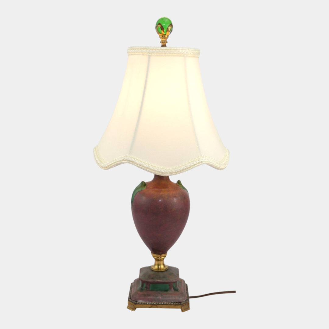 Roseville 1930s Mottled Red Glaze Vintage Art Pottery Ceramic Factory Lamp - Just Art Pottery