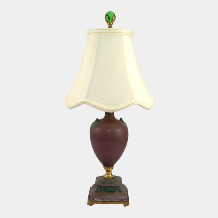 Roseville 1930s Mottled Red Glaze Vintage Art Pottery Ceramic Factory Lamp - Just Art Pottery