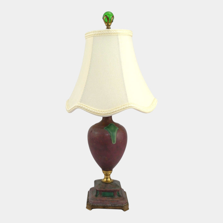 Roseville 1930s Mottled Red Glaze Vintage Art Pottery Ceramic Factory Lamp - Just Art Pottery