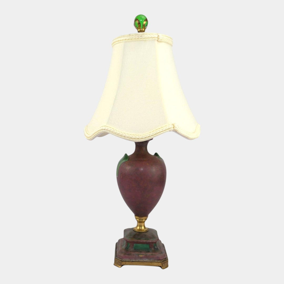 Roseville 1930s Mottled Red Glaze Vintage Art Pottery Ceramic Factory Lamp - Just Art Pottery