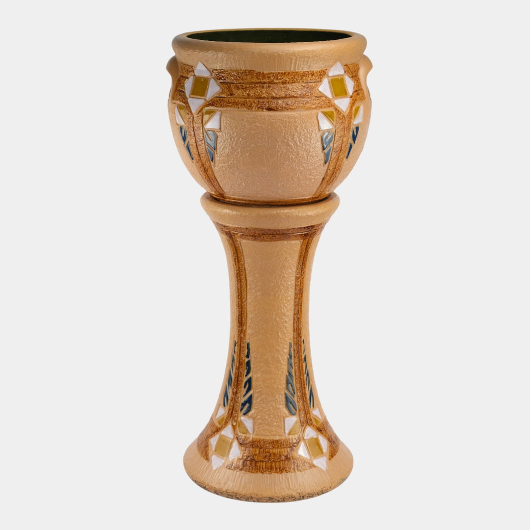 Roseville Mostique Brown 1937 Art Pottery Ceramic Jardiniere And Pedestal 622-10 - Just Art Pottery