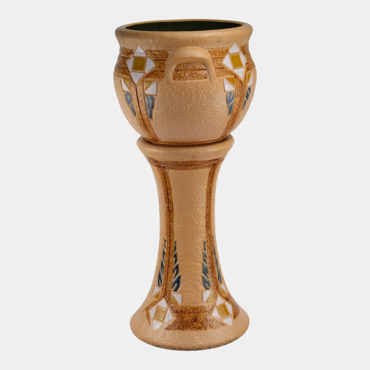 Roseville Mostique Brown 1937 Art Pottery Ceramic Jardiniere And Pedestal 622-10 - Just Art Pottery