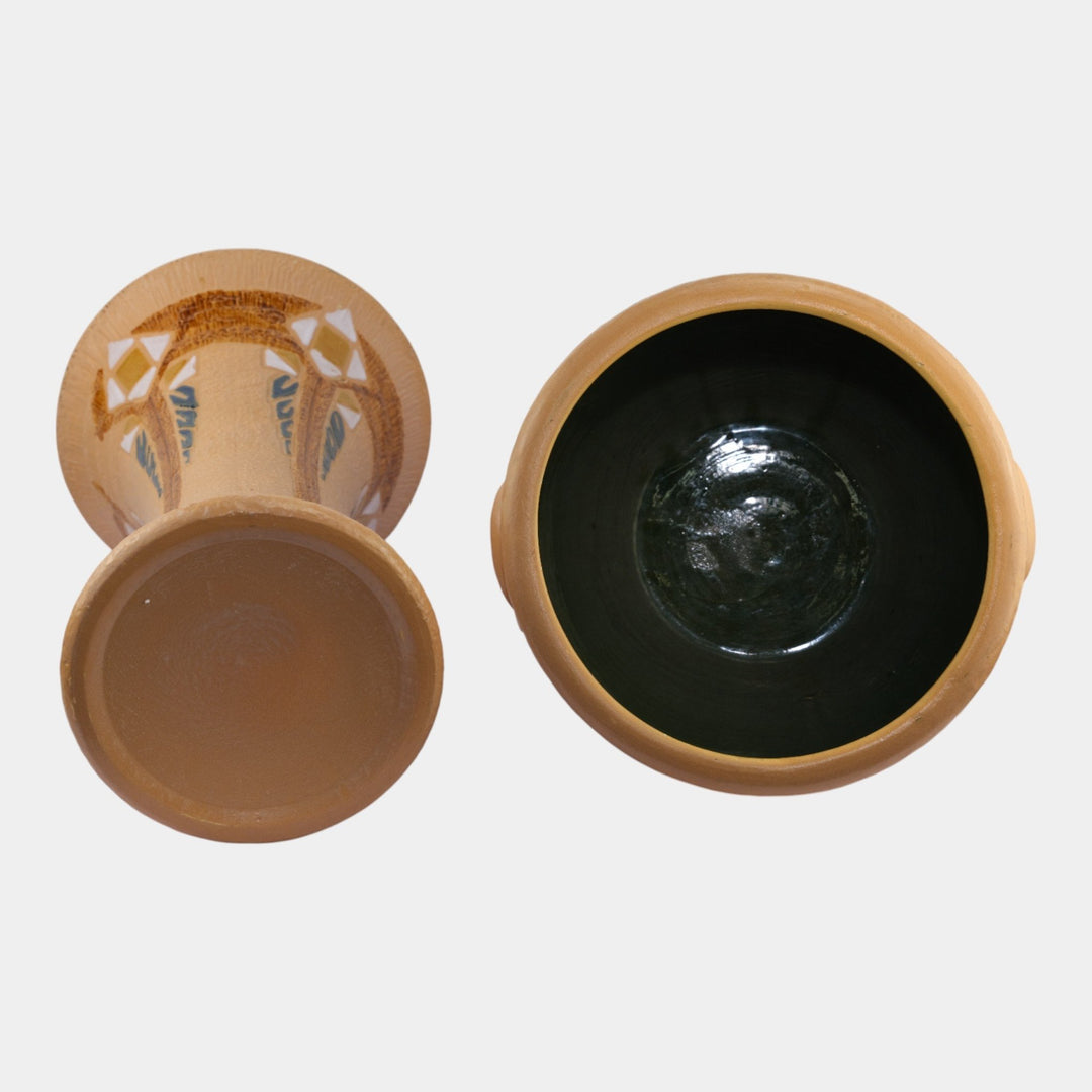 Roseville Mostique Brown 1937 Art Pottery Ceramic Jardiniere And Pedestal 622-10 - Just Art Pottery
