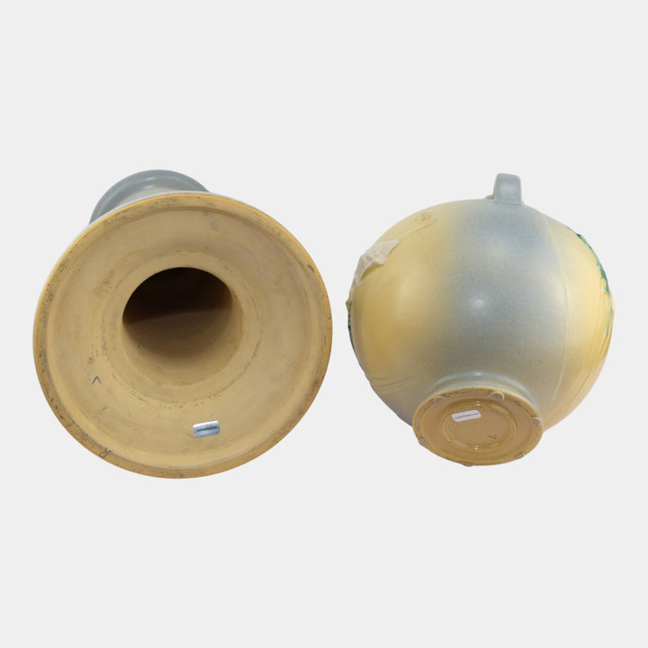 Roseville Poppy Gray 1938 Art Pottery Ceramic Jardiniere And Pedestal 642-7 - Just Art Pottery