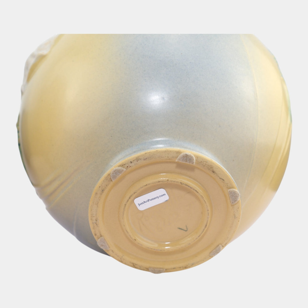 Roseville Poppy Gray 1938 Art Pottery Ceramic Jardiniere And Pedestal 642-7 - Just Art Pottery