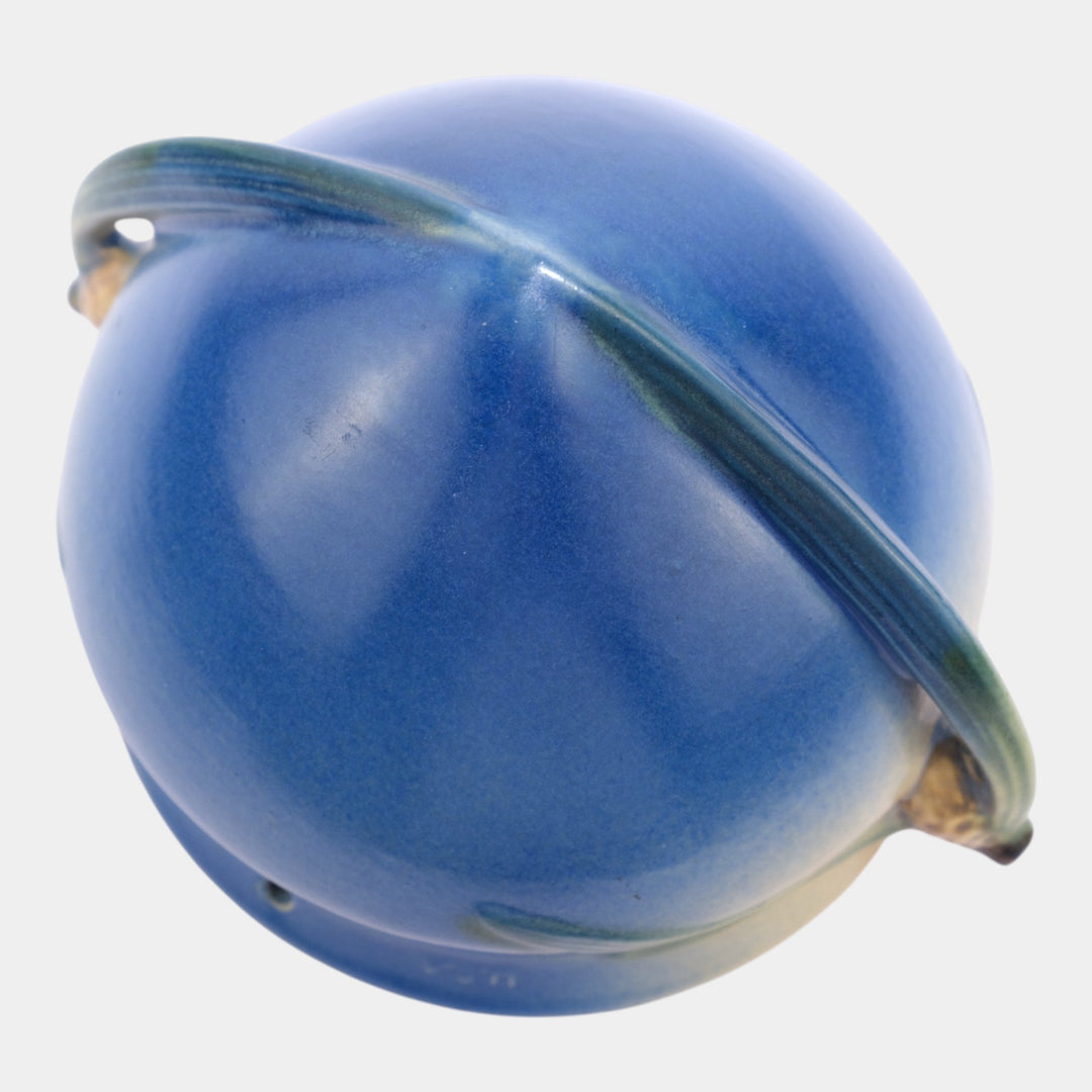 Roseville Pine Cone Blue 1935 Vintage Art Pottery Hanging Basket Planter 351