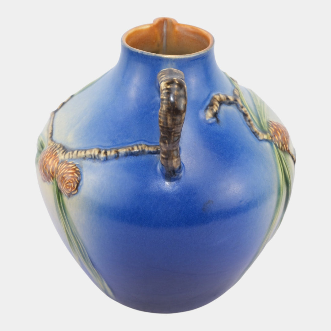 Roseville Pine Cone Blue 1936 Vintage Art Pottery Ceramic Pitcher 708-9