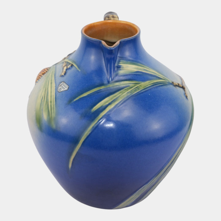 Roseville Pine Cone Blue 1936 Vintage Art Pottery Ceramic Pitcher 708-9