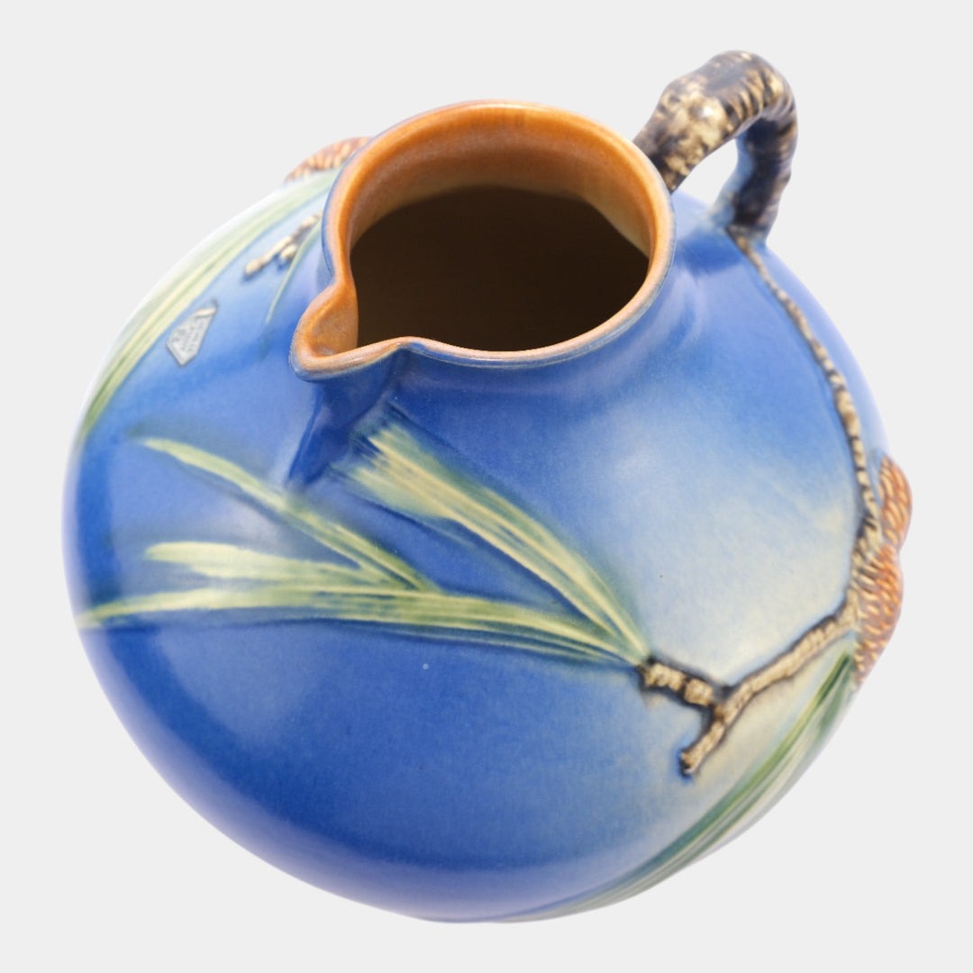 Roseville Pine Cone Blue 1936 Vintage Art Pottery Ceramic Pitcher 708-9