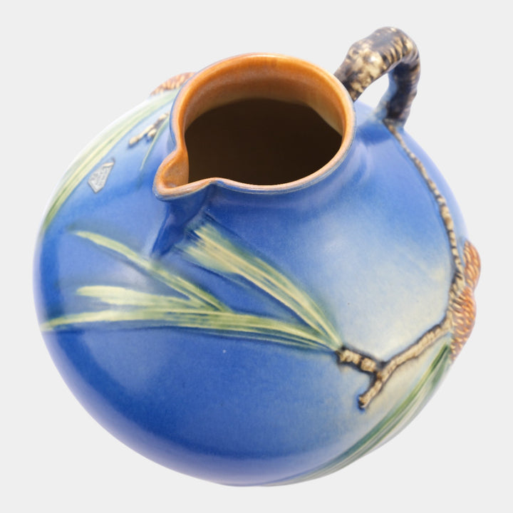 Roseville Pine Cone Blue 1936 Vintage Art Pottery Ceramic Pitcher 708-9