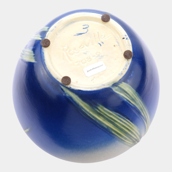 Roseville Pine Cone Blue 1936 Vintage Art Pottery Ceramic Pitcher 708-9