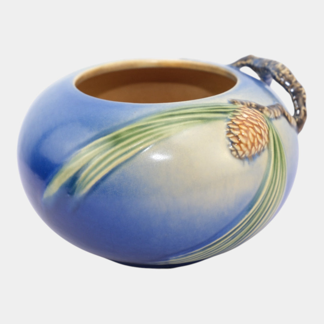 Roseville Pine Cone Blue 1936 Vintage Art Deco Pottery Ceramic Bowl 278-4 - Just Art Pottery