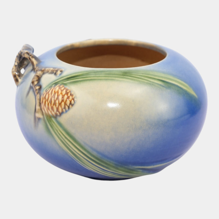 Roseville Pine Cone Blue 1936 Vintage Art Deco Pottery Ceramic Bowl 278-4 - Just Art Pottery