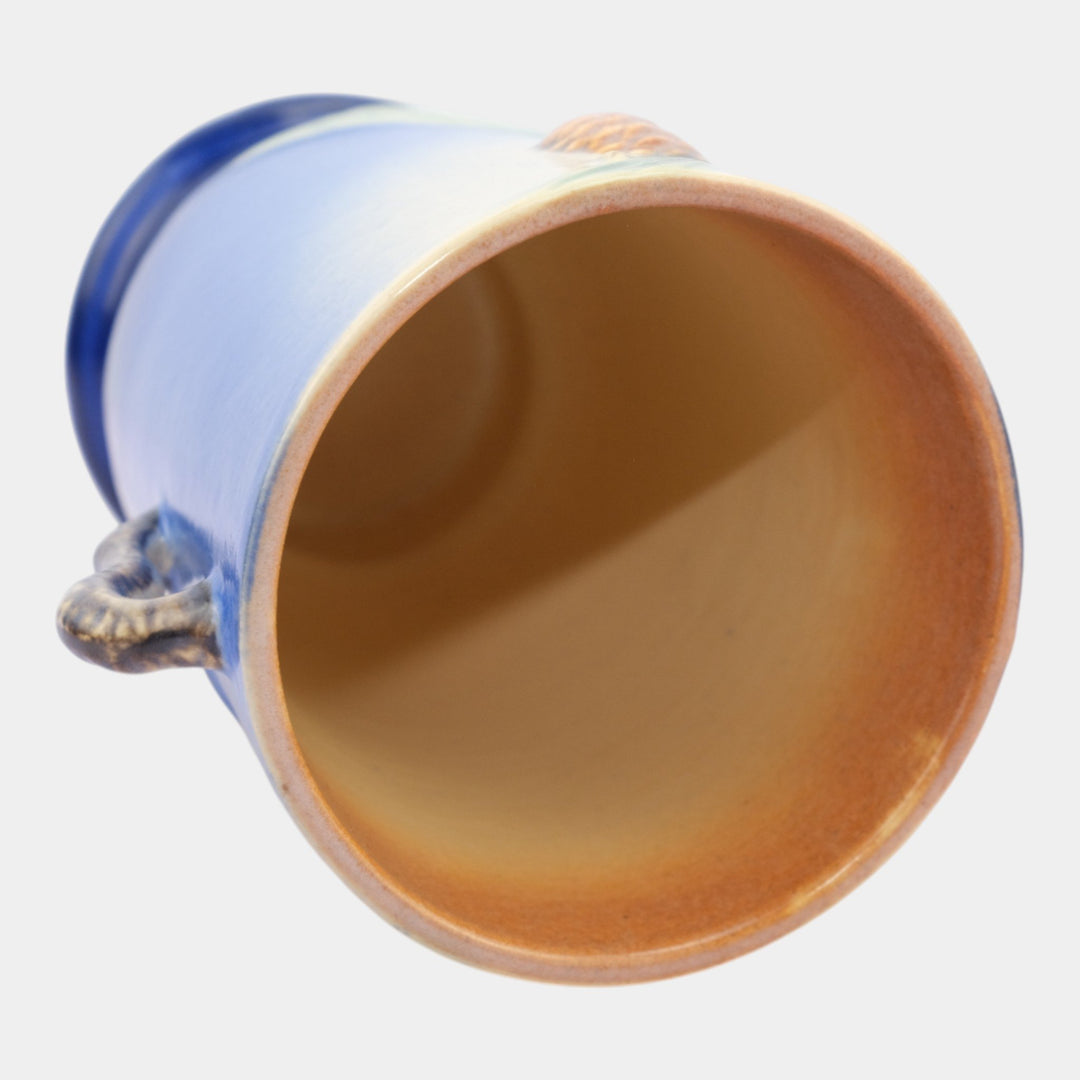 Roseville Pine Cone 1935 Vintage Art Pottery Blue Ceramic Vase 704-7 - Just Art Pottery