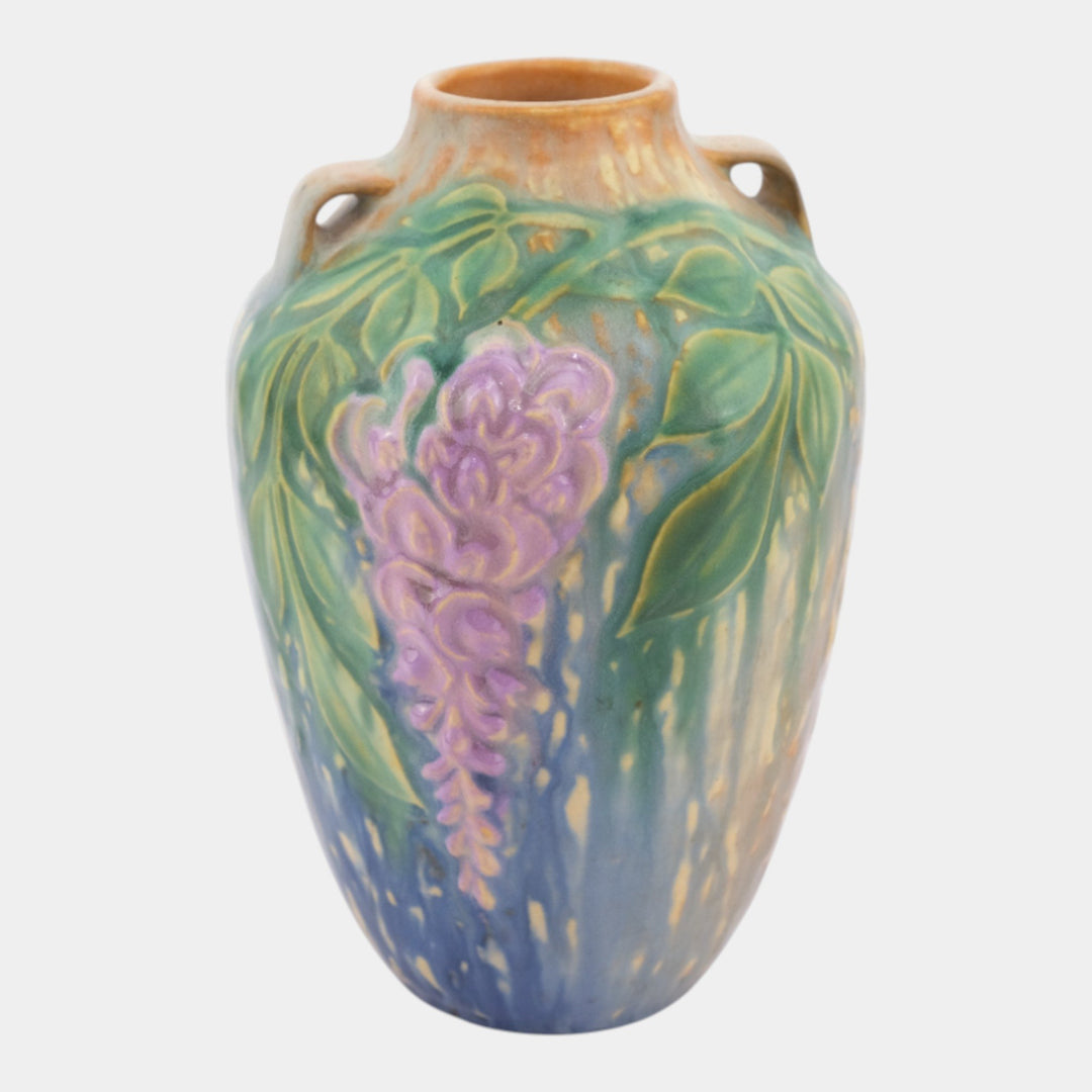 Roseville Wisteria Blue 1933 Vintage Art Deco Pottery Ceramic Vase 630-6 - Just Art Pottery
