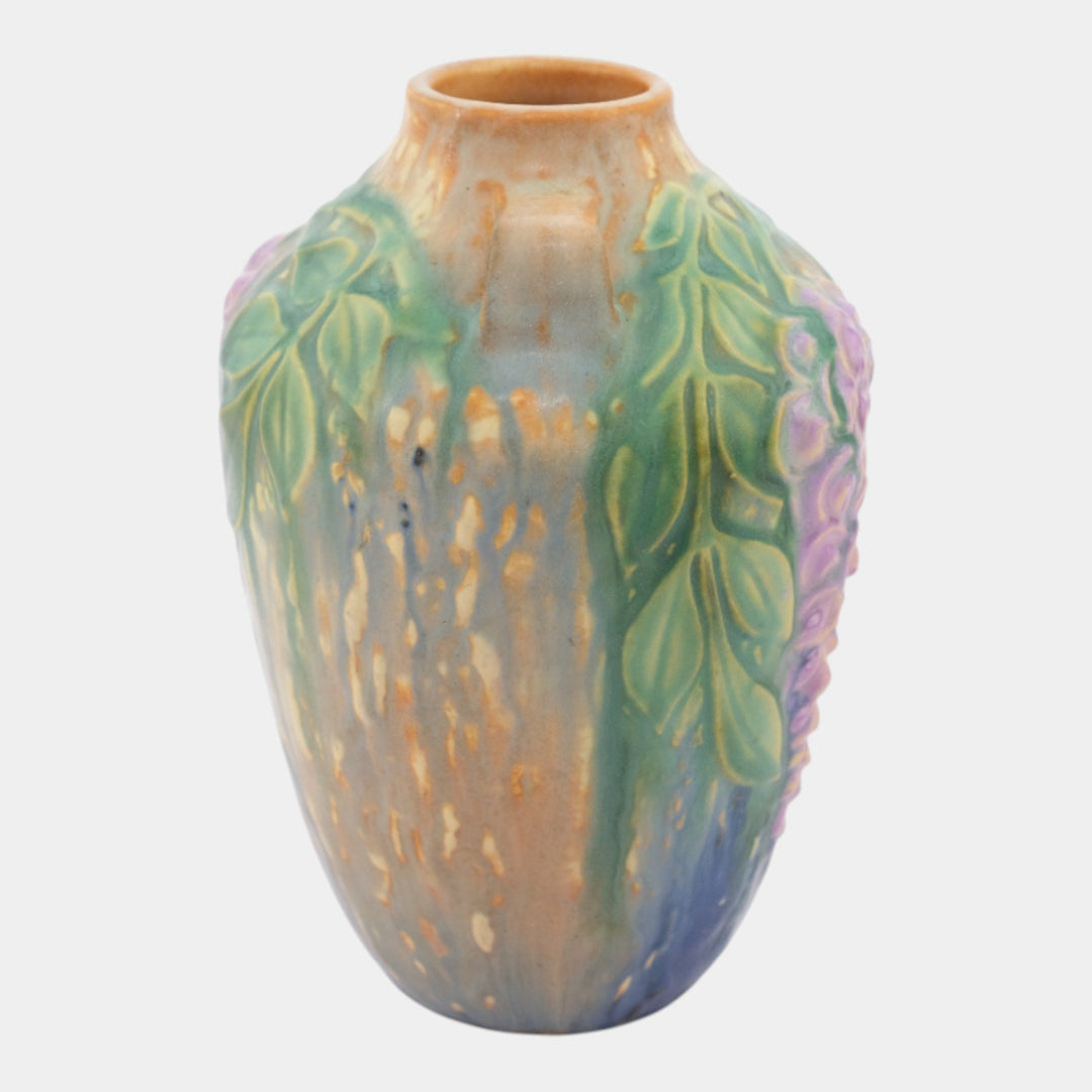 Roseville Wisteria Blue 1933 Vintage Art Deco Pottery Ceramic Vase 630-6 - Just Art Pottery