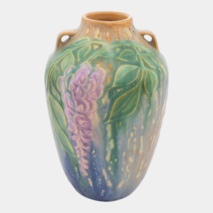 Roseville Wisteria Blue 1933 Vintage Art Deco Pottery Ceramic Vase 630-6 - Just Art Pottery