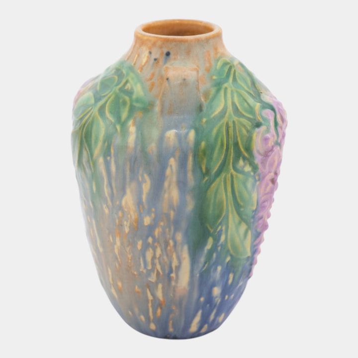 Roseville Wisteria Blue 1933 Vintage Art Deco Pottery Ceramic Vase 630-6 - Just Art Pottery